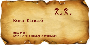 Kuna Kincső névjegykártya